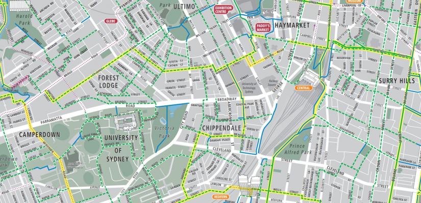 Excerpt from Sydney Cycling Map