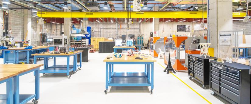 Wide angle shot of ProtoSpace's Protolab area