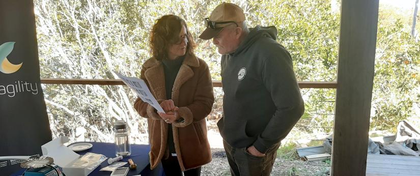 Photo of Dr Penny Ajani and oyster farmer Ian Crisp
