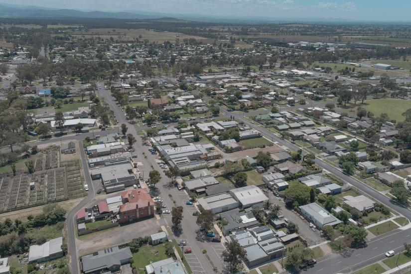 Aerial shot of Heyfield, Victoria