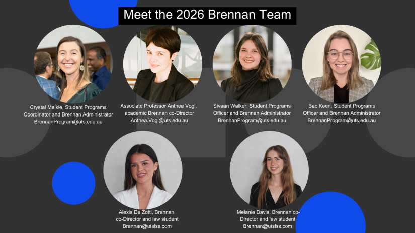 Six headshots of the Brennan Program Team members for 2026