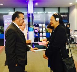 WHO Director-General Dr Tedros Adhanom Ghebreyesus and Mrs Elizabeth Iro, newly appointed WHO Chief Nurse.