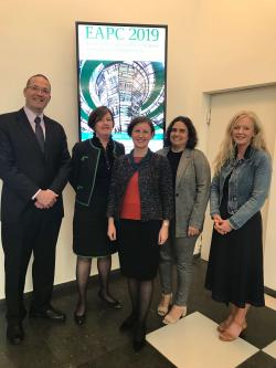 Groups picture of Professor David Currow, Professor Jane Phillips, Dr Slavica Kochovska, Professor Meera Agar, Dr Annmarie Hosie at the EAPC 2019 16th World Congress of the European Association for Palliative Care