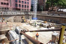 Dr Chau Chak Wing Building construction site with workers