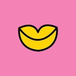 graphic of yellow lips on pink background
