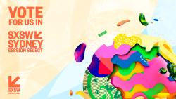 Vote for us written on image with colourful image of globe.