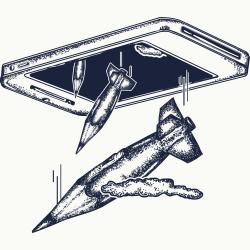 pencil shaped rockets falling from a mobile screen