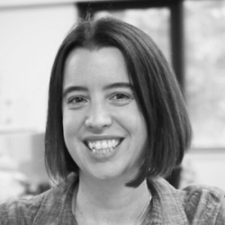 A black and white picture of Kate Bower