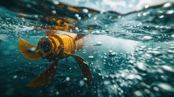 Editorial image of a propeller in water