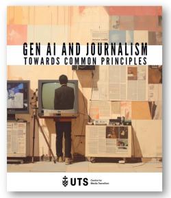 Report cover - CMT Gen AI and Journalism- toward common principles