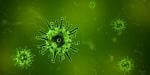 Artists representation of a virus in a close up colourised style image