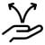 Outline of hand holding two upward pointing arrows