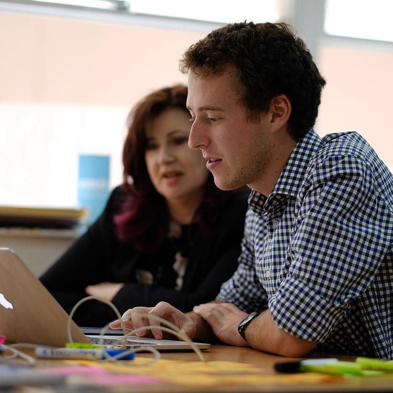 Photo: JobGetter's Fiona Anson and UTS student Lachlan Gregory