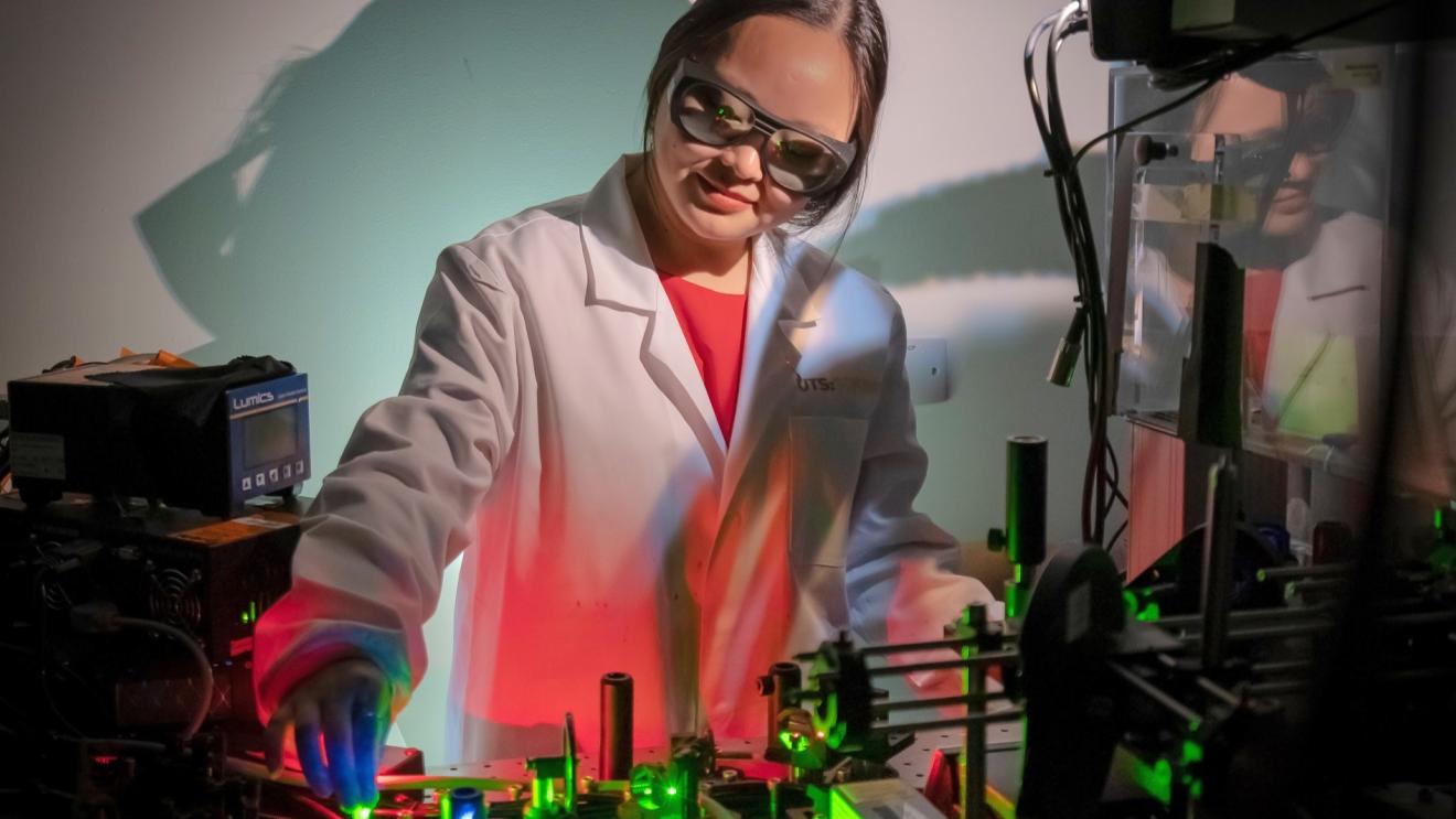 UTS researcher Jiajia Zhou at work in a laboratory