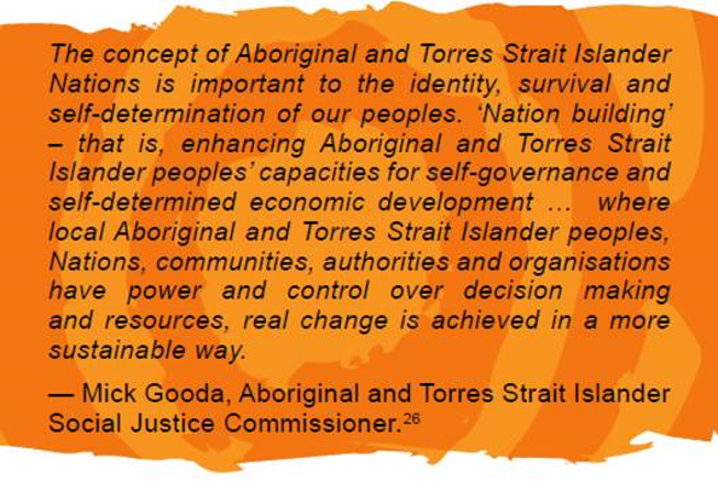 Nation Building quote from ATSI Social Justice Commissioner Mick Gooda