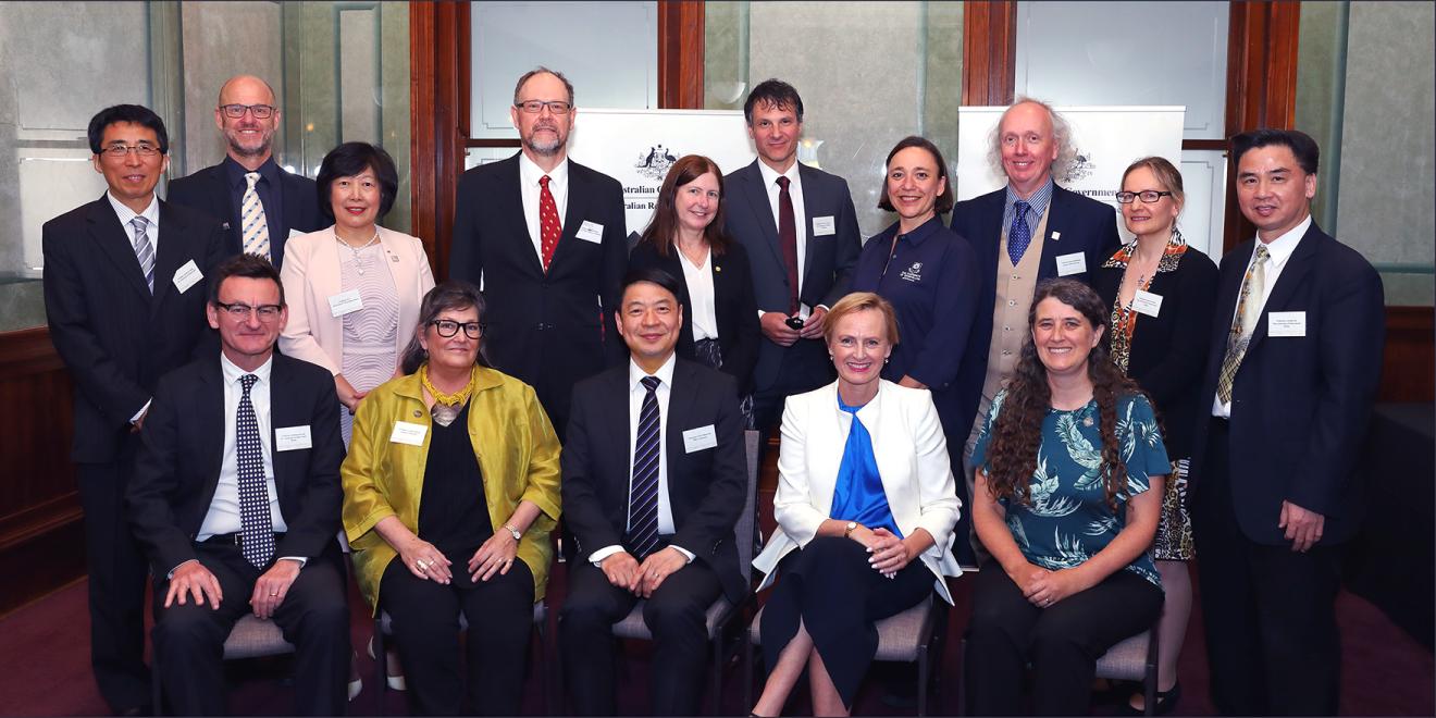 Group photograph of the ARC Laureate recipients 2019 with Dr Katie Allen MP