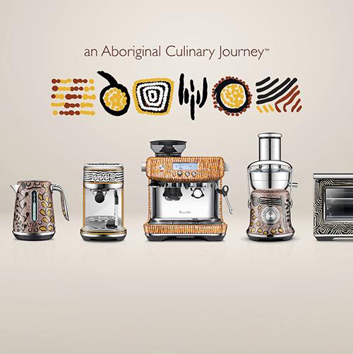 An Aboriginal Culinary Journey. Cooking devices with aboriginal art and colours.