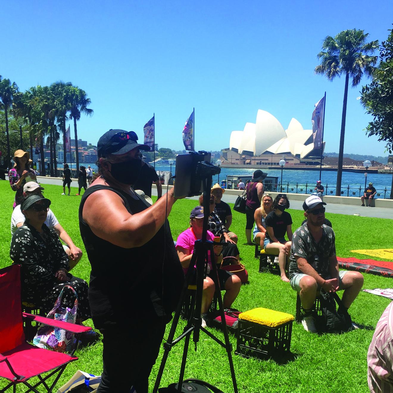 Pauline Clague shooting a video for a movie in Sydney