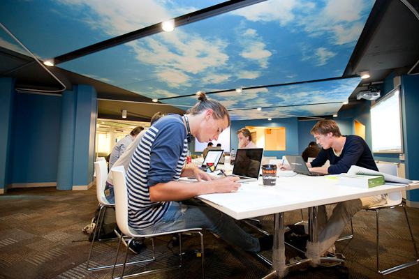 The "sand-pit" collaborative work area, at UTS Haymarket Campus.