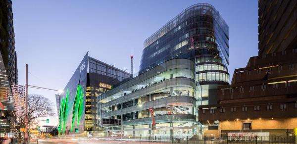 UTS Central from Broadway at dusk