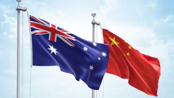 800x450 Australia and China flags waving in the sky