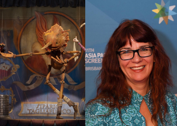 Side by side images of Guillermo del Toro's 'Pinocchio' and Melanie Coombs