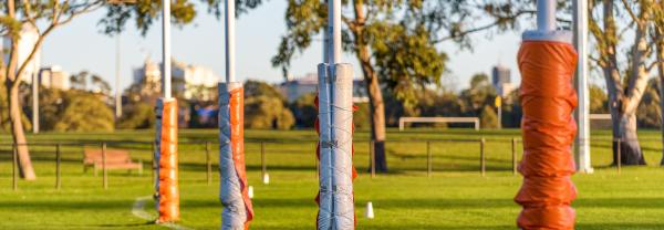 Image of AFL goal posts with protective padding