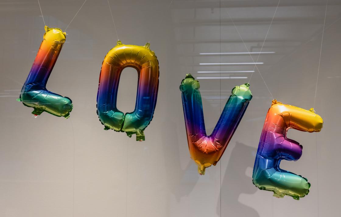 Rainbow balloons 'LOVE'
