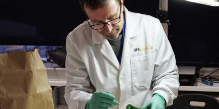 UTS researcher at work in the Forensic Science laboratory