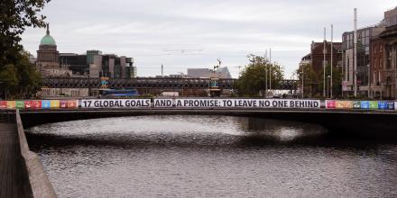 SDGs banner across bridge