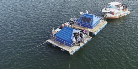 Photo of water monitoring station on Xuan Dai Bay
