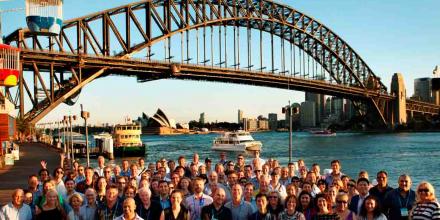 Summer Study researchers in front of the Sydney Harbour Bridge (photo supplied by Chris Dunstan)
