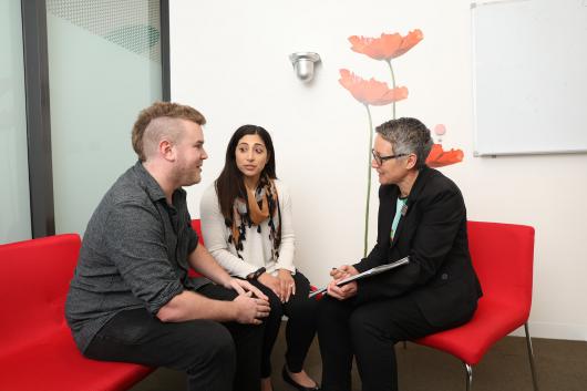 Couple with counsellor, GSH Genetic Counselling - graduate work ready 