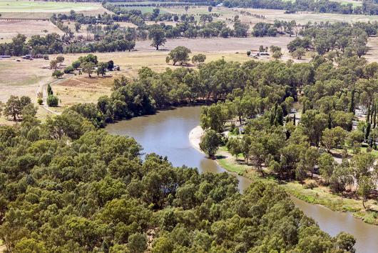 Aerial view of the Murrumbidgee River at Wagga Wagga
