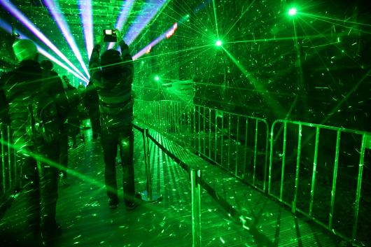 'Convergence' green laser light display at Vivid