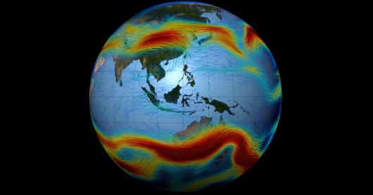 the NASA image shows weather patterns on the planet Earth.