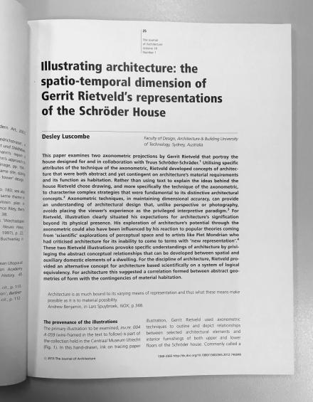 DAB Staff Project: Illustrating architecture: the spatio-temporal dimension of Gerrit Rietveld’s representations of the Schröder House, by Desley Luscombe