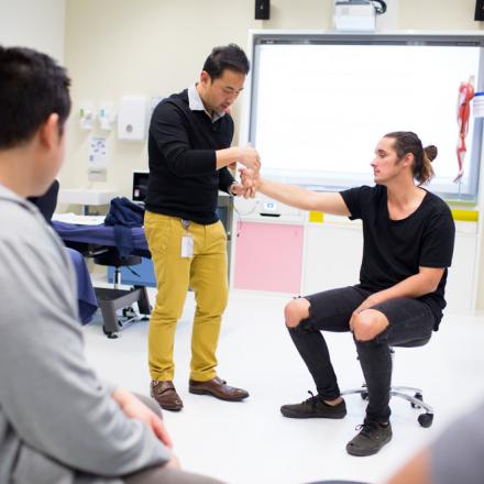 Physiotherapy student Tye during a practical session 