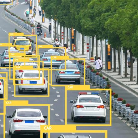 Video imaging identifies the cars on the road