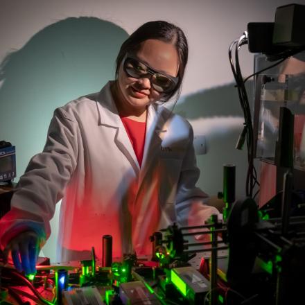 AI researcher Jiajia Zhou in the lab