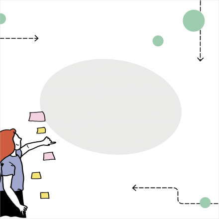 Illustration of person pointing to sticky notes