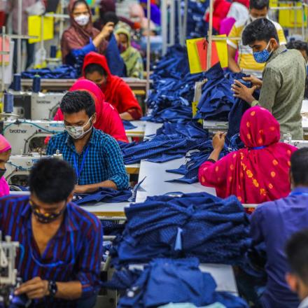 Workers un a clothing factory in India