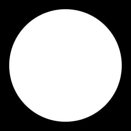 Black background with white circle in the middle.