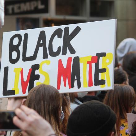 Black Lives Matter sign at protest. Image: Adobe Stock