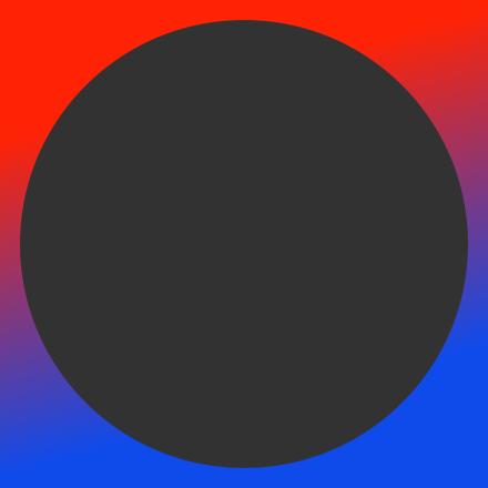 Dark grey circle infused with red and blue background