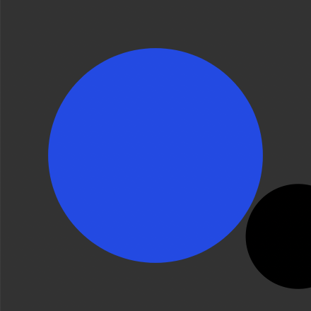 Blue and black circles on dark grey background