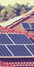 Solar panels on suburban rooftops