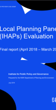 Front cover of report on local planning panels