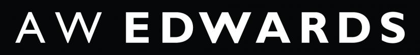 Logo. Black background, white text: AW Edwards