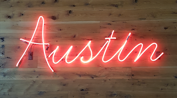 Photo of neon Austin sign